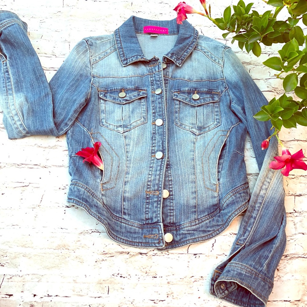 Tinseltown fitted denim cropped jacket long sleeve